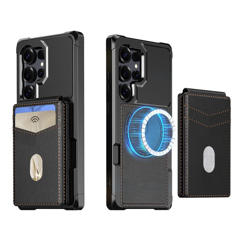 Samsung S25ultra plug-in card magnetic mobile phone case Galaxy A17 creative multi-function anti-drop protective case