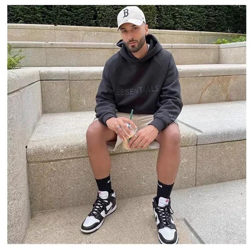 Essentials 2025 Fortykket hettegenser Streetwear Silikonlogo Casual Løs Oversized Sportsskjorte Topp Genser for Menn/kvinner