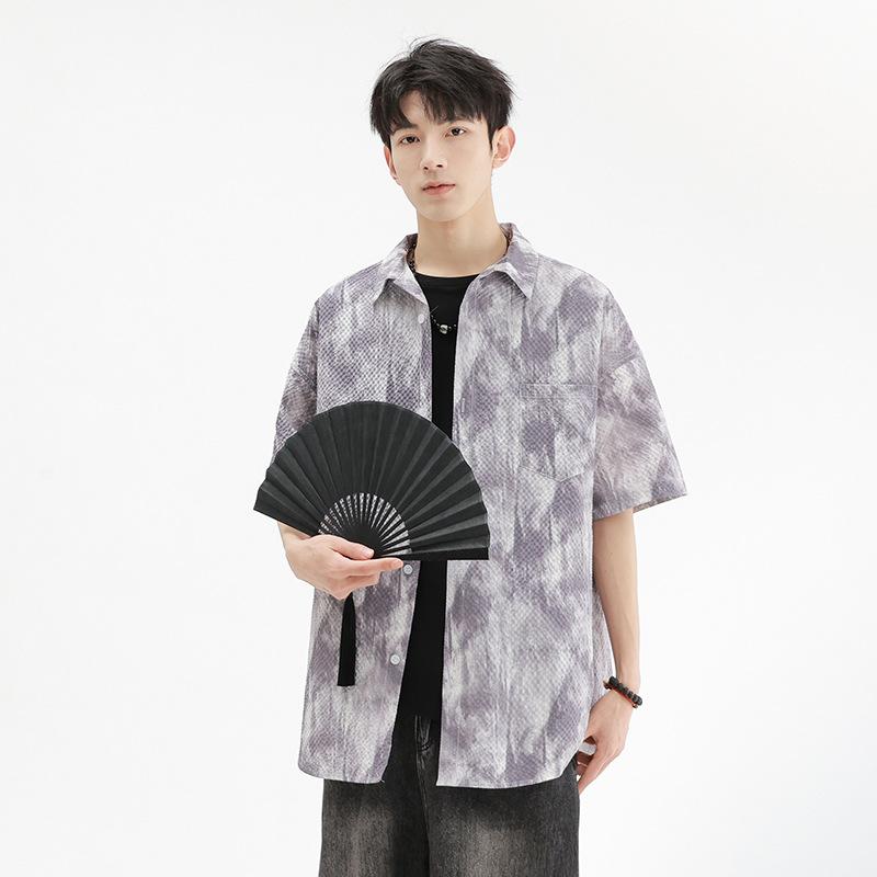 Hawaiian Blossom Shirt Men's Summer Pi Shuai High End Beach Short Sleeve American Trendy 3/4 Sleeve Shirt Coat