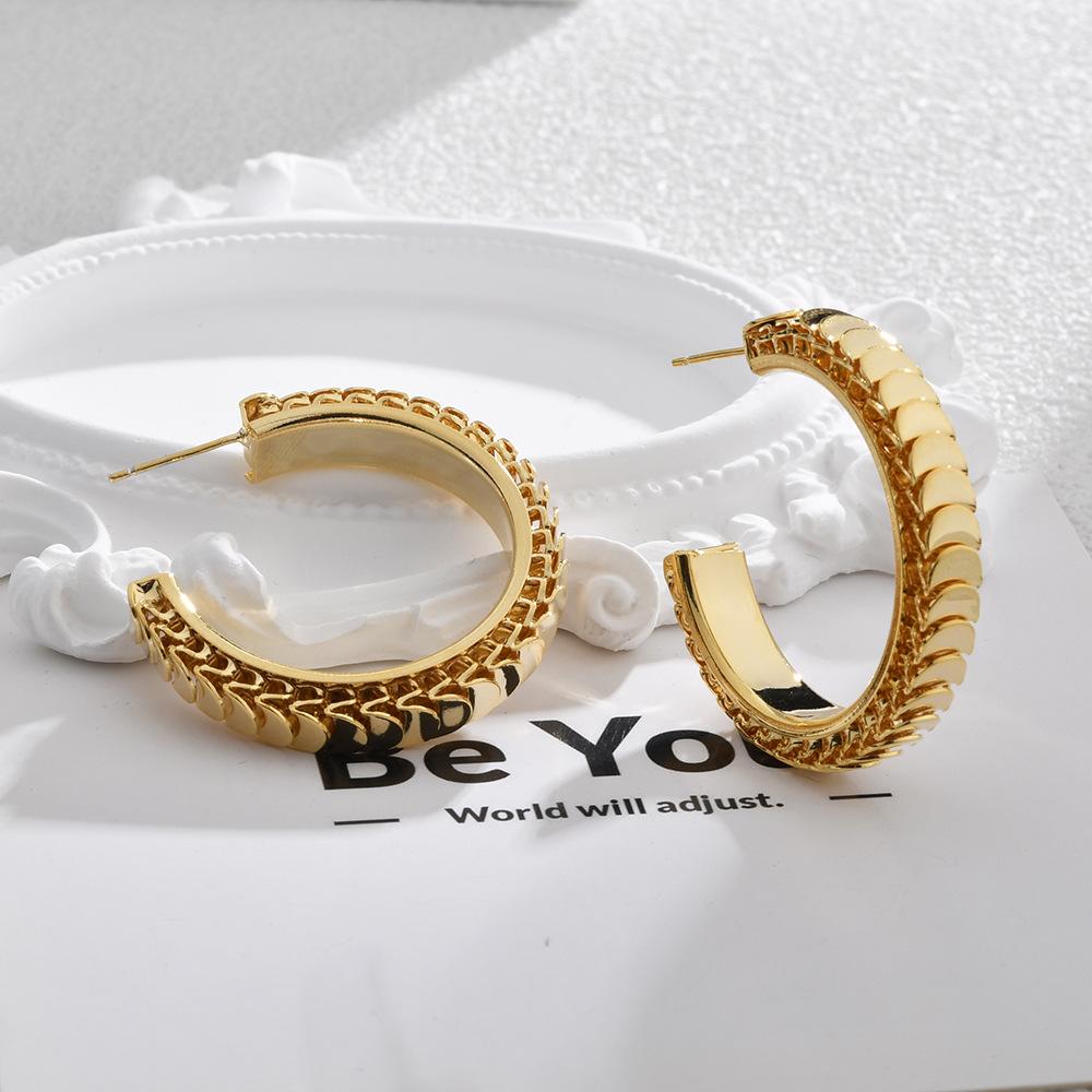 Exaggerated Scale C-Shape Hoop Earrings - Ins Style Light Luxury Statement Earrings for Women