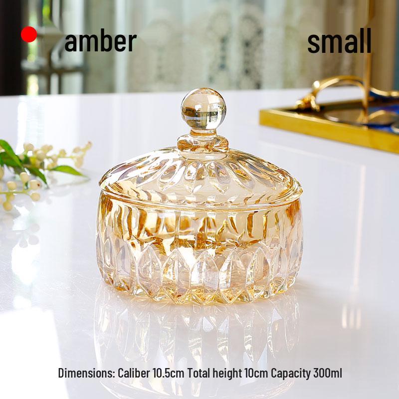 French Luxury Crystal Glass Candy Bowl: Exquisite Transparent Sugar or Jewelry Storage Jar