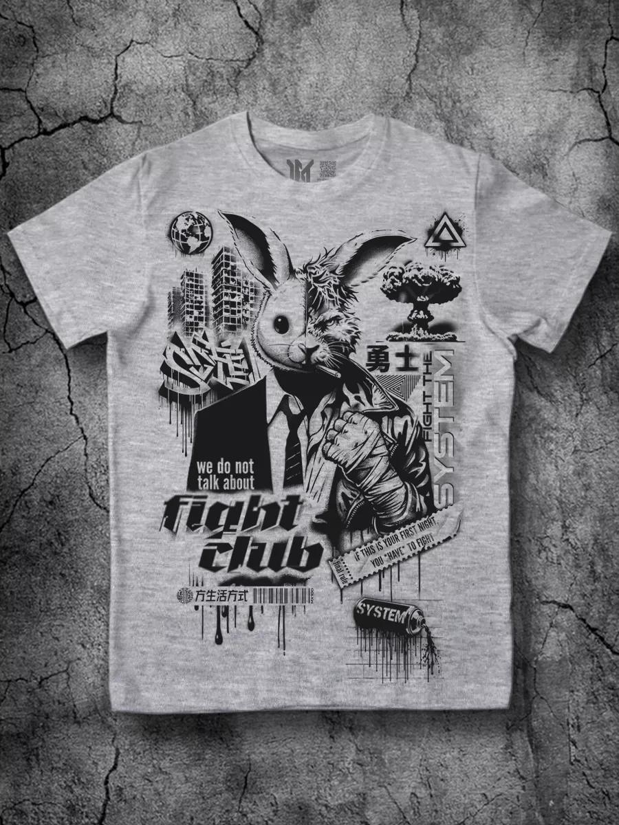 

Men s T-shirt with a cool Bunny Fight Club print L
