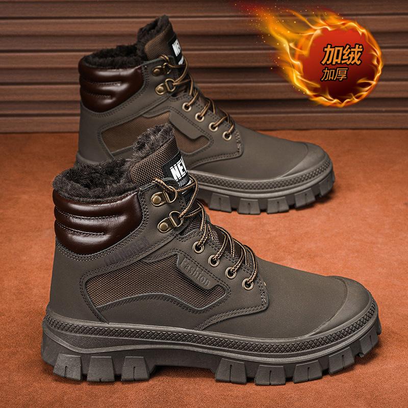 

Men s new Martin boots are cold-proof and warm, piled and thickened outdoor thick-soled British tooling boots. 39