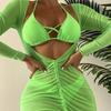 European and American Bikini Three-piece Long Gauze Skirt Strap Swimsuit