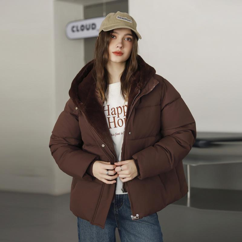 New Winter Style Women's Fake Two-piece Plush Hooded Cotton Coat Cotton Jacket Fashionable Versatile Jacket