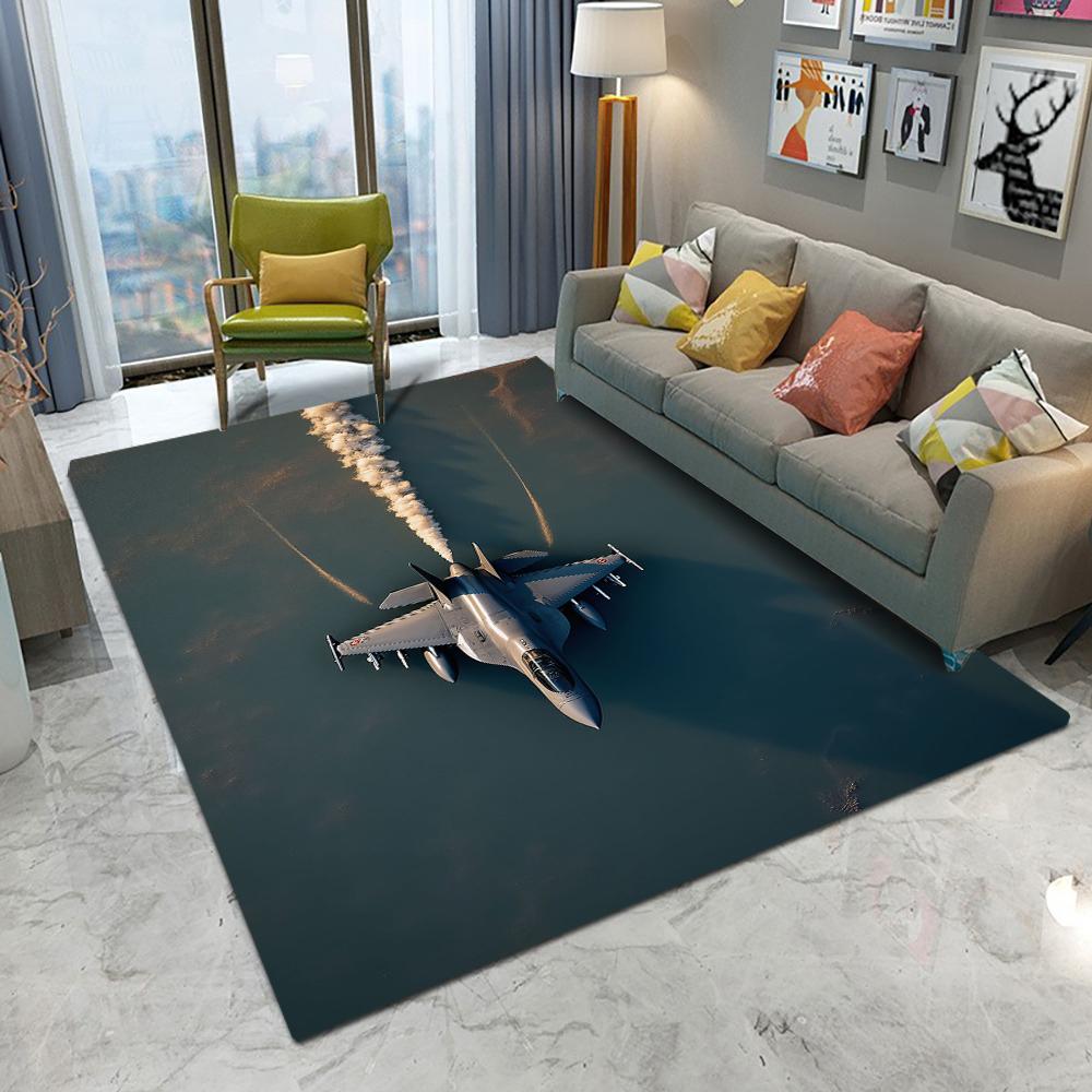 Tappeto con Modello di Postura di Volo di Caccia Aspetto Cool per Appassionati di Aviazione per Sala Giochi Soggiorno Decorazione per la Casa