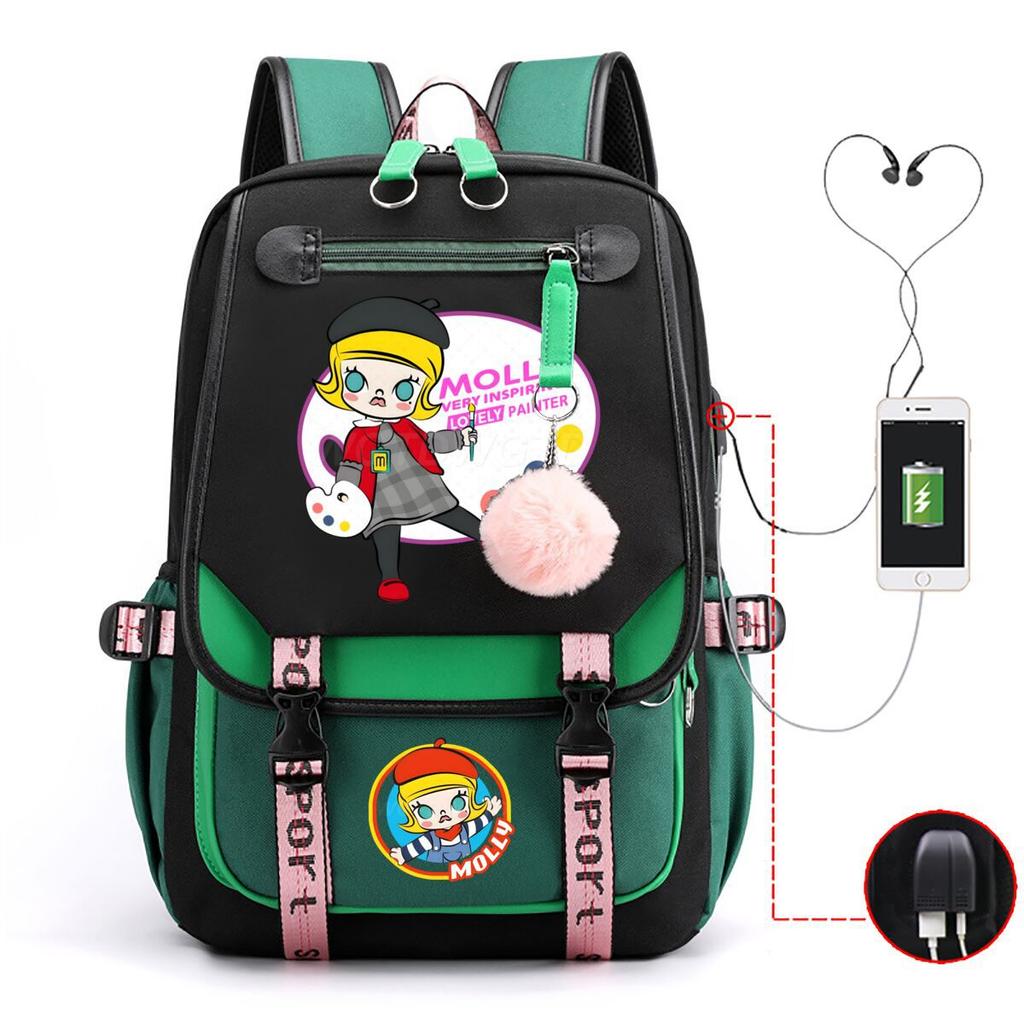 Printed fashion schoolbag college style junior high school high school students large capacity backpack