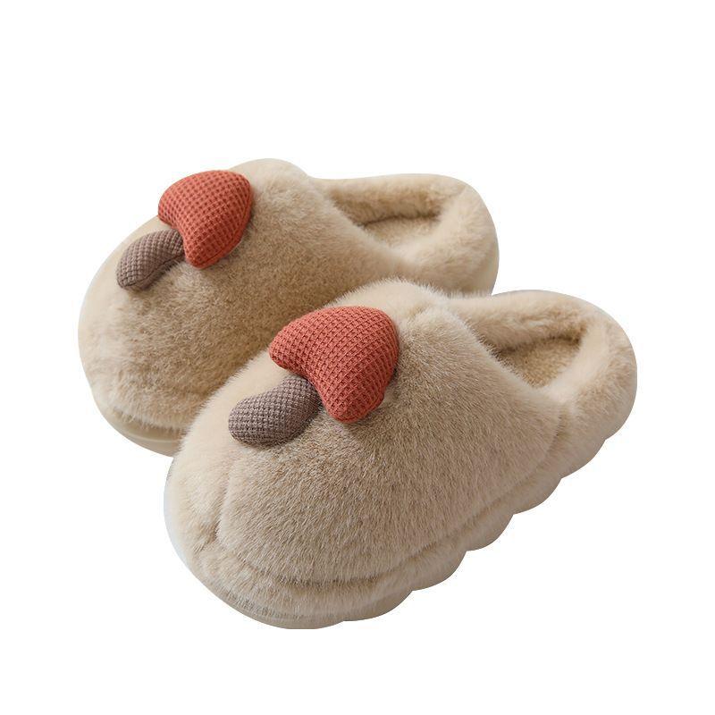 Cute Colored Mushroom Cotton Slippers Winter Indoor Home Thick Bottom Non-slip Piled Warm Fluffy Slippers