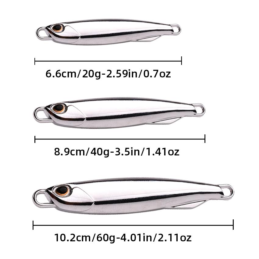 5PCS Metal Cast Jig Spoon 20/40/60g Shore Casting Jigging Fish Sea Bass Fishing Lure Artificial Bait Tackle Box