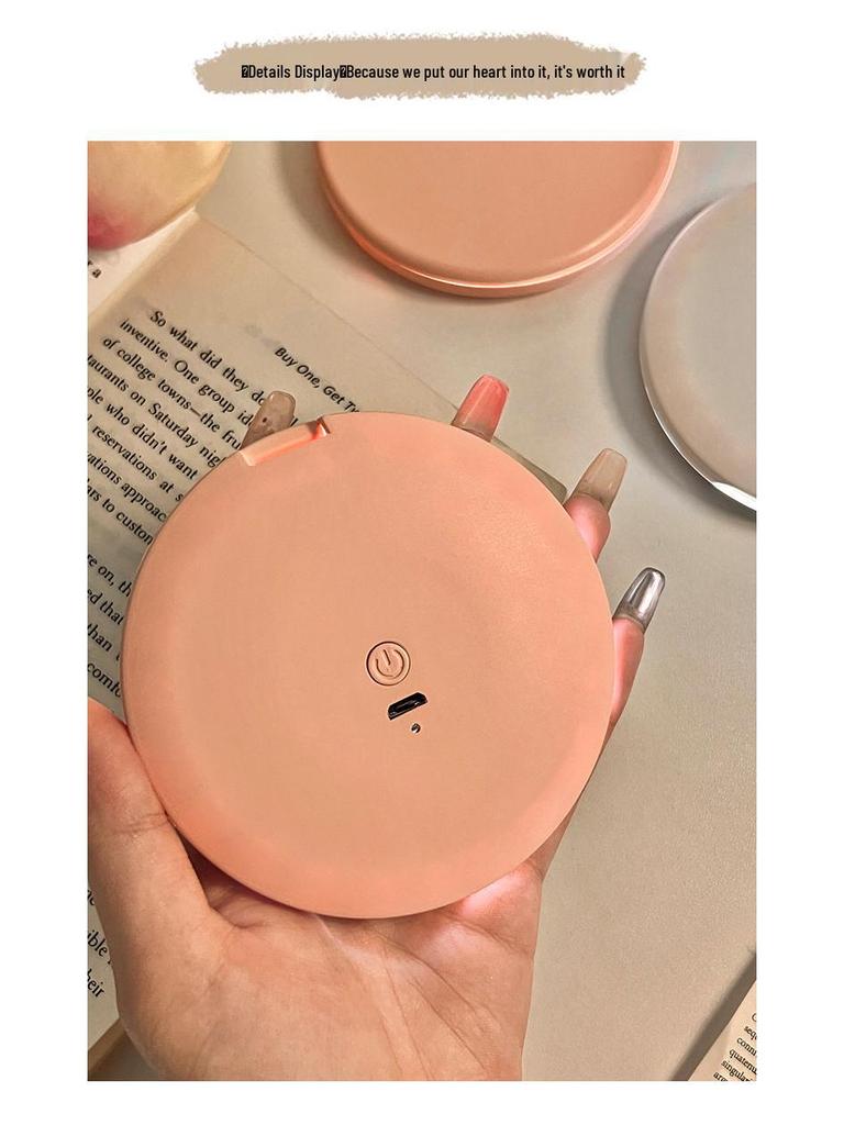 Portable LED Light Makeup Mirror - Compact, Handheld, Foldable, Round Mirror with Touch Light for Carry.