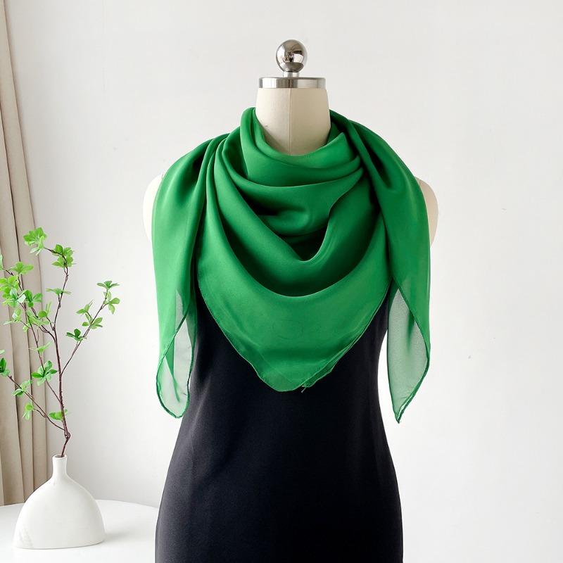 Solid color square scarf yarn summer silk scarf high-end chiffon scarf simple shawl decorative headscarf