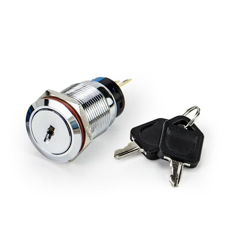 HUNJUN 19MM Metal Latching Key Rotary Switch