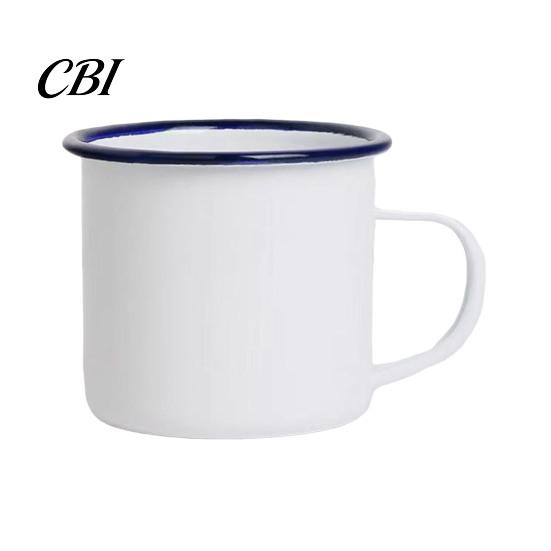 Heat Resistant Tea Mug Enamel Coffee with Handle, Retro Style Durable Water Cup, Smooth Lead Free Drinking Vessel Surface Portable for Hot And