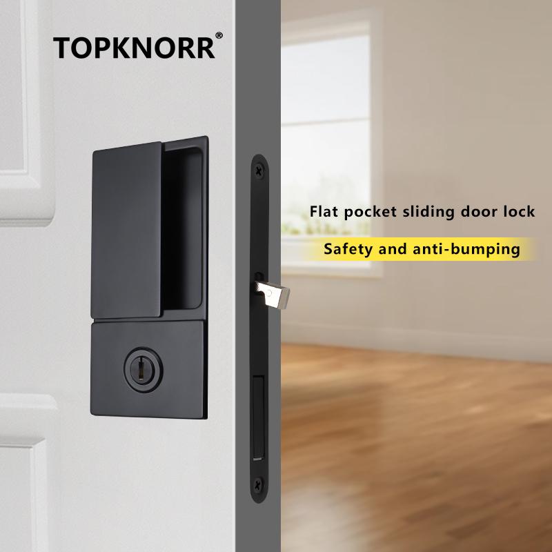 Invisible Pocket Door Lock with Double-Sided Handle Ghost Door Hook Minimalist Kitchen Sliding Door Lock for Home Security