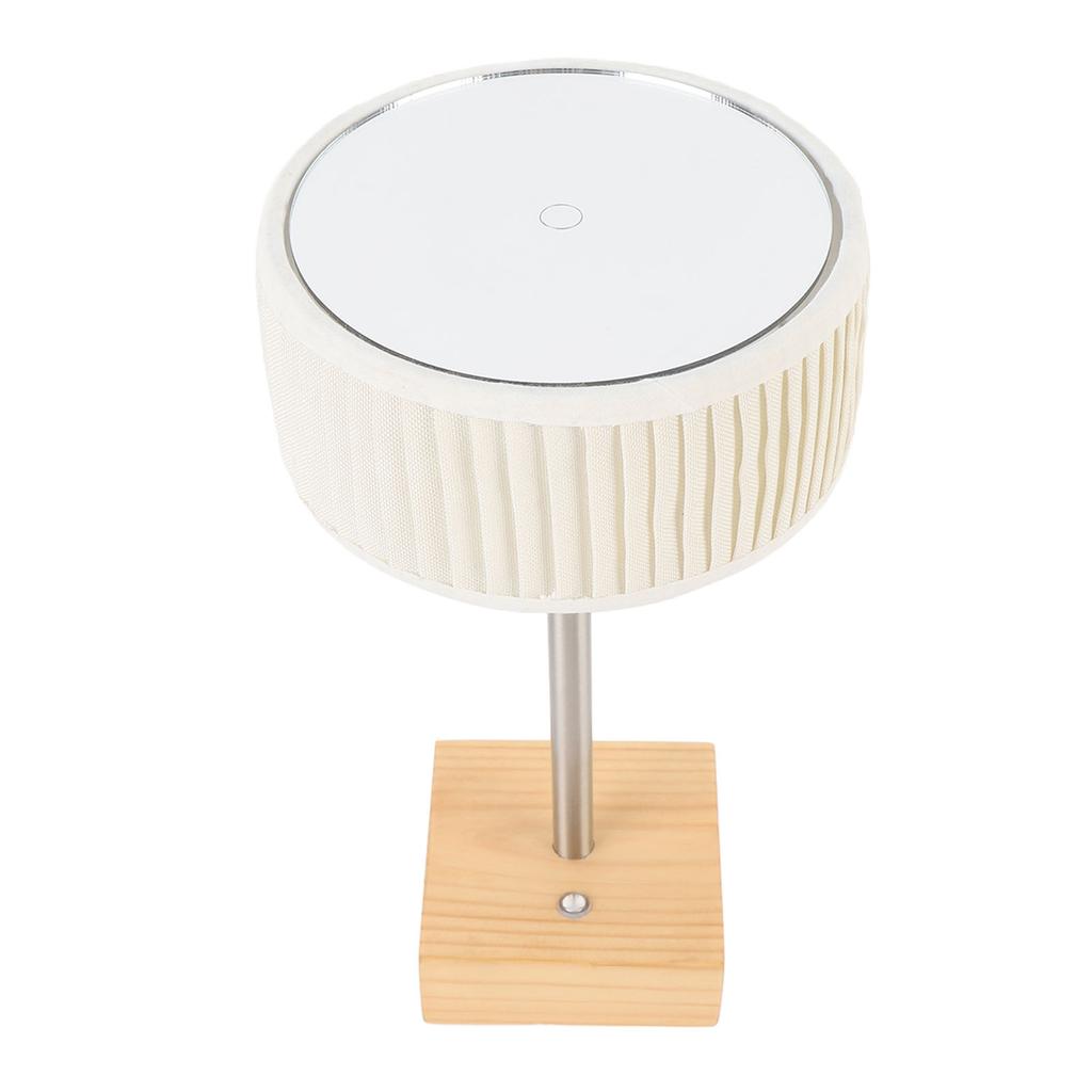 Rechargeable Desk Lamp with Fabric Shade Top Mirror Table Light Modern Touch Dimmable LED Bedside