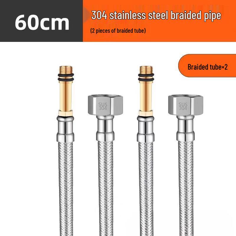 TLXT 60CM Stainless Steel Dual Head Faucet Supply Hose