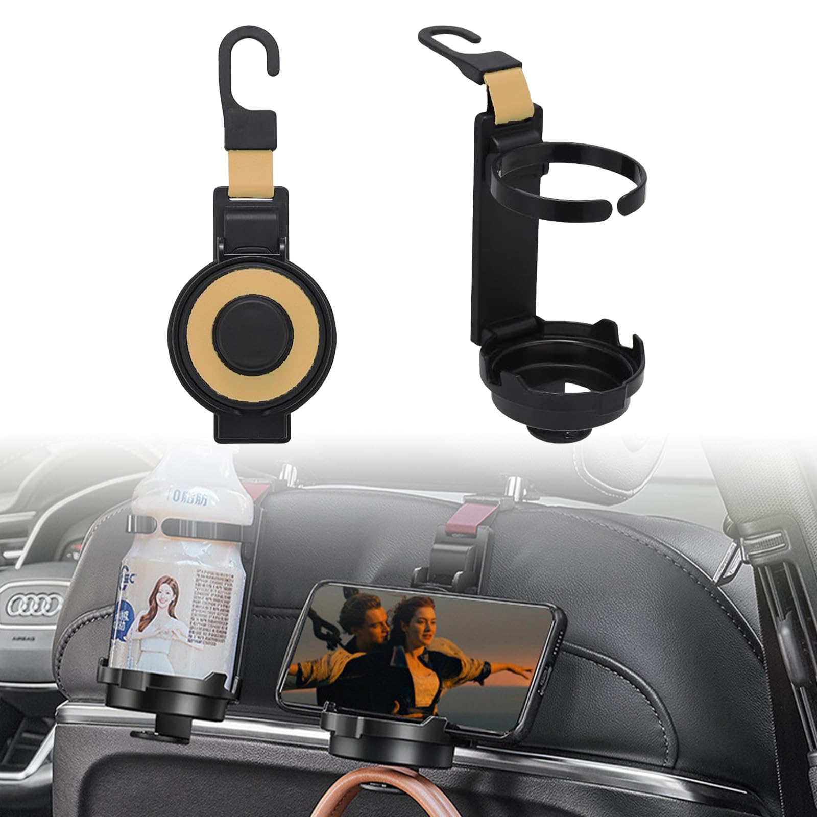 

Автомобильный держатель для напитков, Подстаканник, Мульти-подстаканник, 3 в 1 для заднего сиденья автомобиля, Смартфон Drink holder бежевый