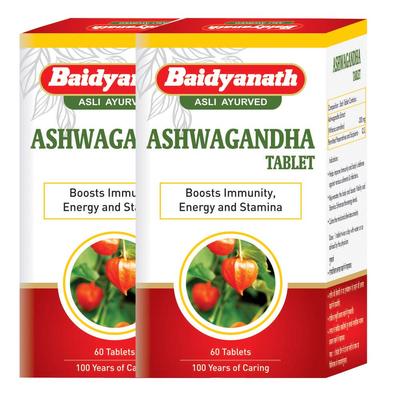Asli Ayurved Ashwagandha Tablets 60pcs X Pack Of 2 for Strength Energy Immunity Boost