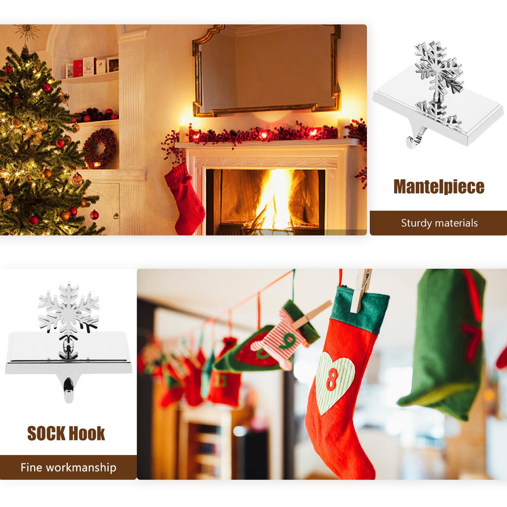 Snowman Christmas Stockings Holder Hook Mantel Stocking Hanger Xmas Fireplace Holder Holiday Decor Stocking Hanging Hook