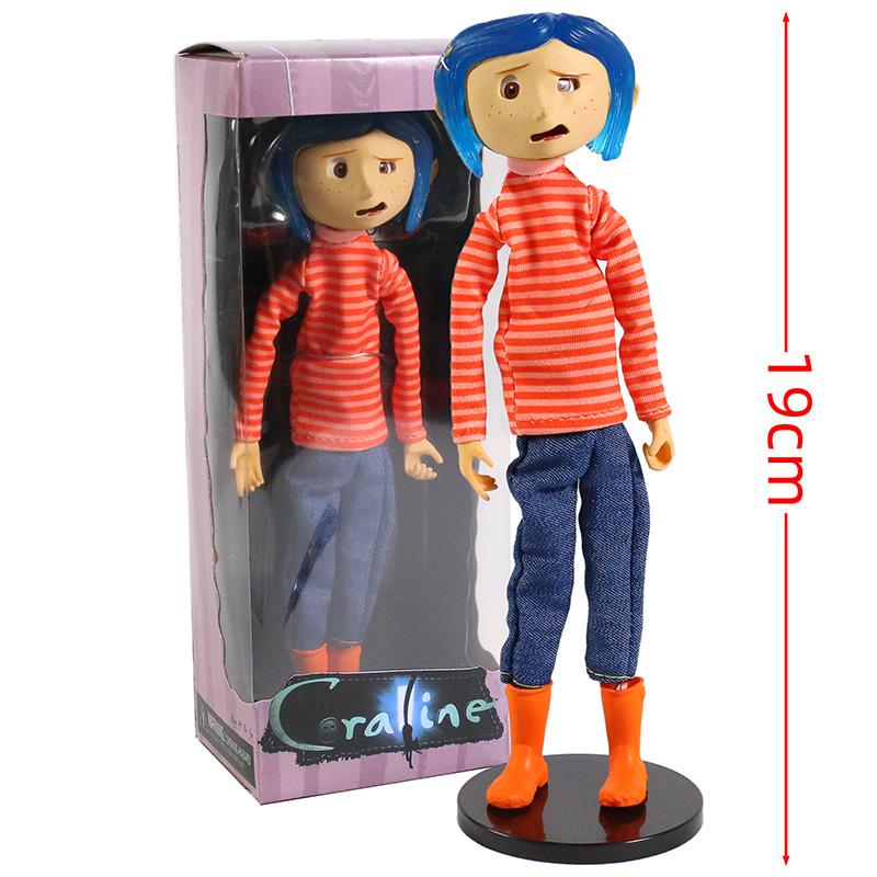 NECA Coraline In Striped Shirt / Yellow Raincoat 7" ABS/PVC Action Figure Toy Doll