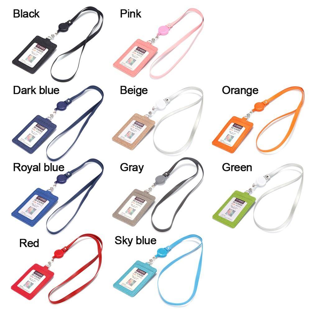 Kožené pouzdro na jízdenku na autobus Kryt Zatahovací šňůrky Držák na ID odznak Pánský Dámský Držák na bankovní kreditní karty Popruh