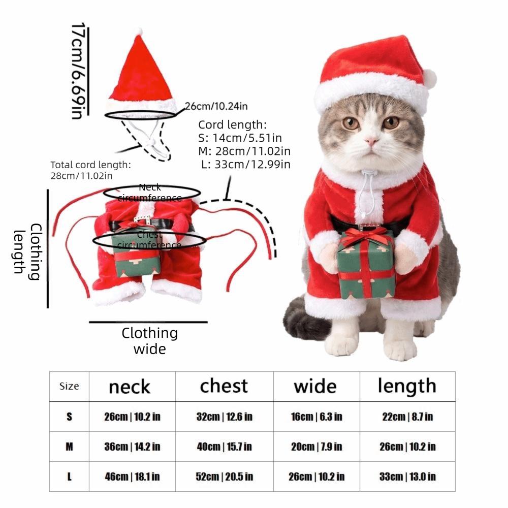 Plush Fabric Pet Christmas Gift Box Costume Soft Elastic Pet Gift Holding Outfit Holiday Gift