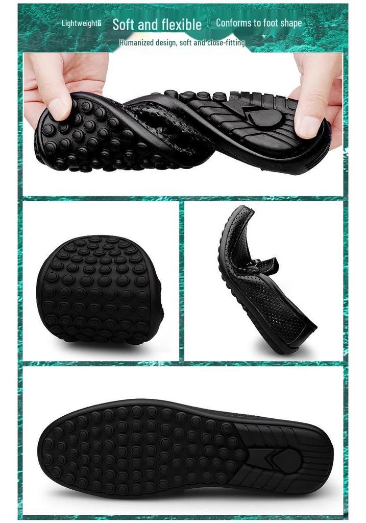 Herren Sommerschuhe aus atmungsaktivem Echtleder - Loafer mit weicher Sohle zum Hineinschlüpfen - Fahrerschuhe