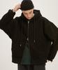Moo Peach Skin Balloon Over Zip-Up Hoodie - Black