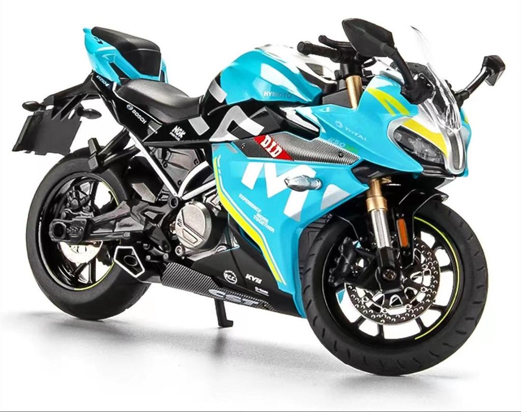 1/12 Spring Breeze 250SR Simulation Alloy Diecast Motorcycle Model Shock Absorbers Sound and Light Collection Toy for Kids Gifts