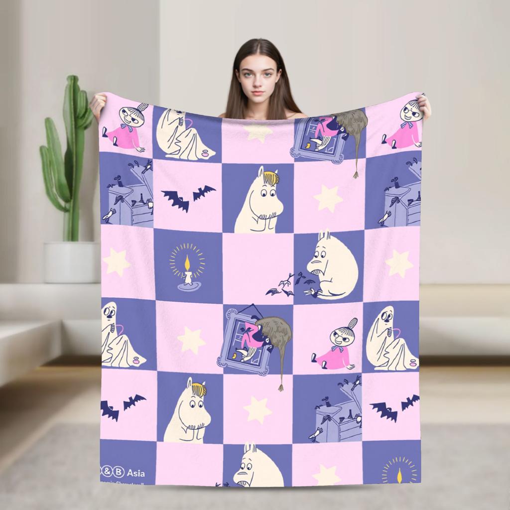 Coperta Morbida Moomin Carina per Divano Letto Coperta da Viaggio Casual Campeggio Invernale Flanella Copriletto