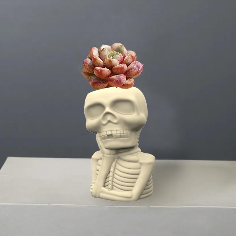 Skull Man Gypsum Silicone Mold Diy Succulents Concrete Flower Pot Vase Plaster Cement Mold Clay Mold Candle Holder Mold