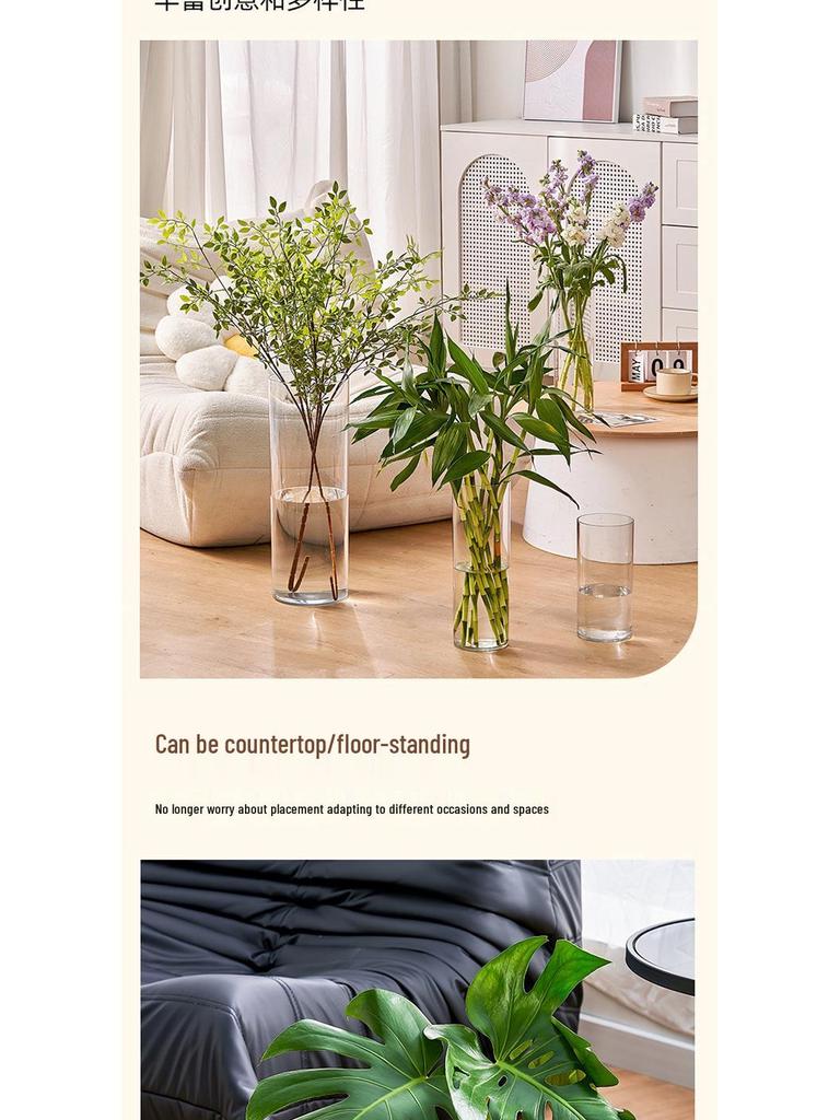 Stor Transparent Anti-Fall Vas för Lyckobambu - Vattenkultur Akryl Imitation Glasbehållare