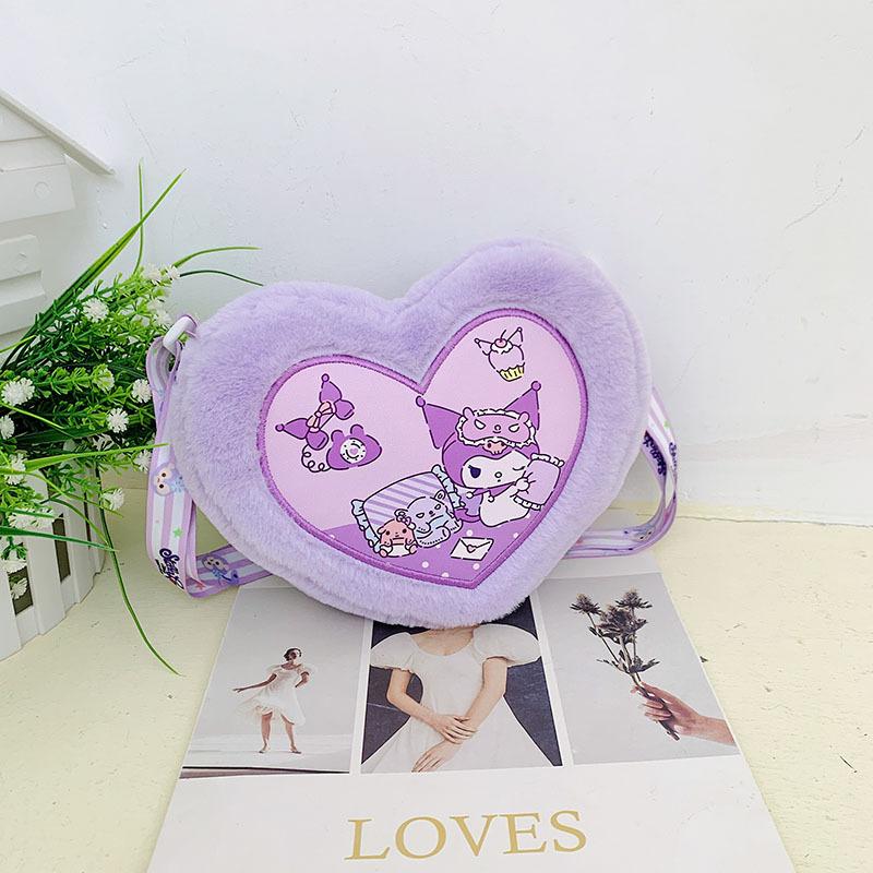 New cartoon plush satchel love sweet and cute change bag, girl heart shoulder messenger bag