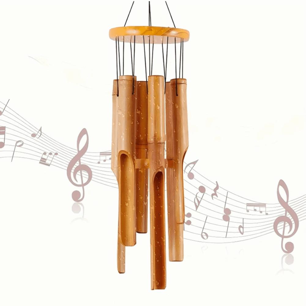6 Tubes Hang Decorations Hand-Carved Garden Art Crafts New Bamboo Wind Chime Outdoor