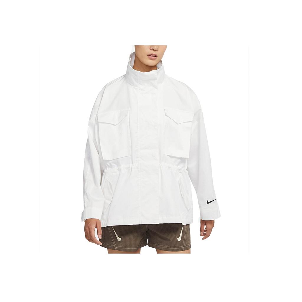 Nike Essentials M65 Loose-Fit Sport Jacket with Cinched Waist & Stand-Up Collar Women Jackets White DD5986-100