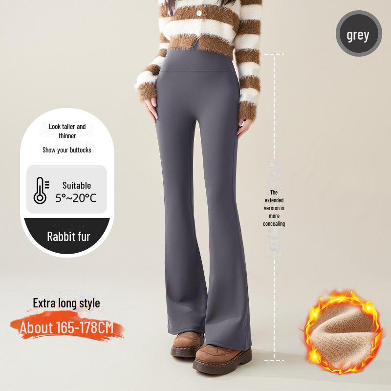 Women's High Waist Tummy Tuck Fleece Flared Yoga Pants for Autumn/Winter