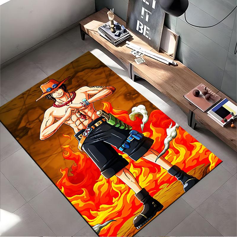 Fire Theme Anime Character Rug suitable as a non-slip mat for the living room or bedroom sofa