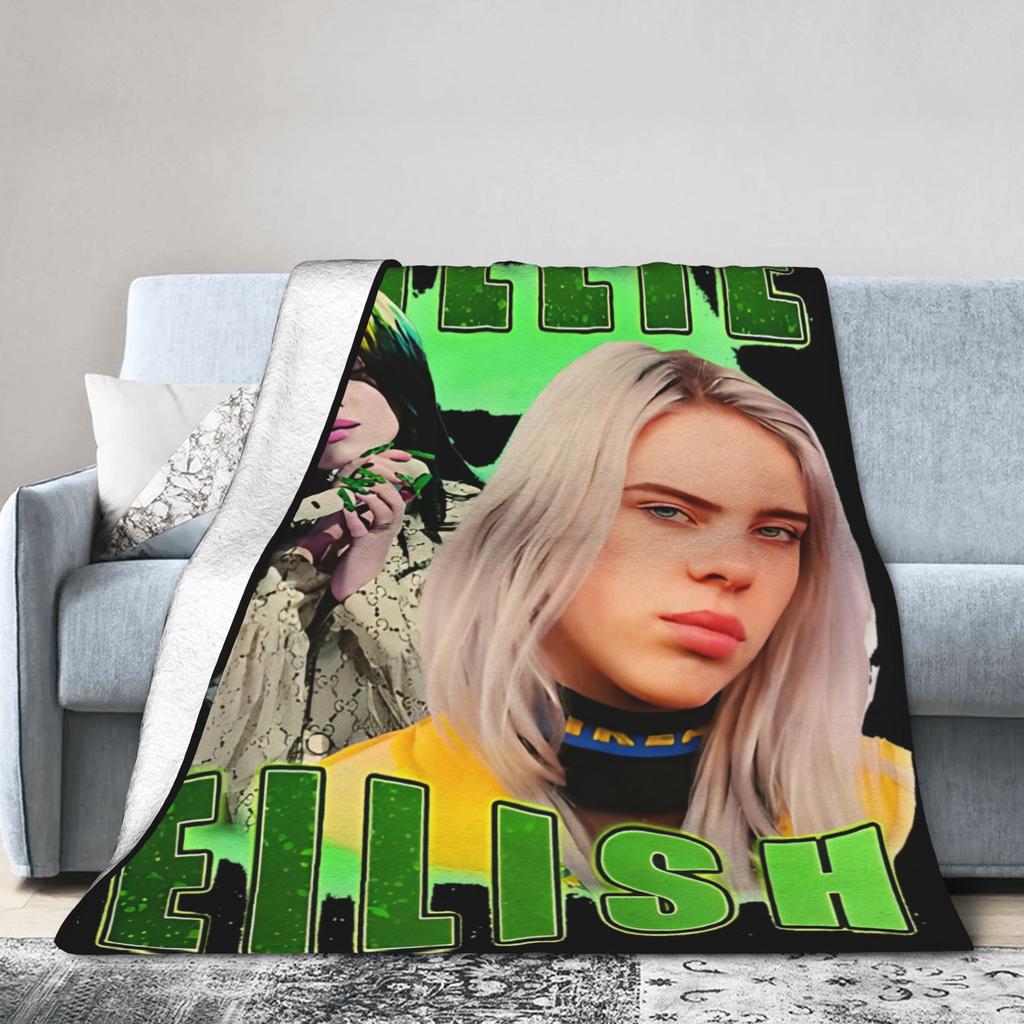 Aesthetic Bootleg B-Billies Eilish Hip Hop Blanket Fleece Decoration   Super Warm Throw Blankets for Sofa Office Bedspread
