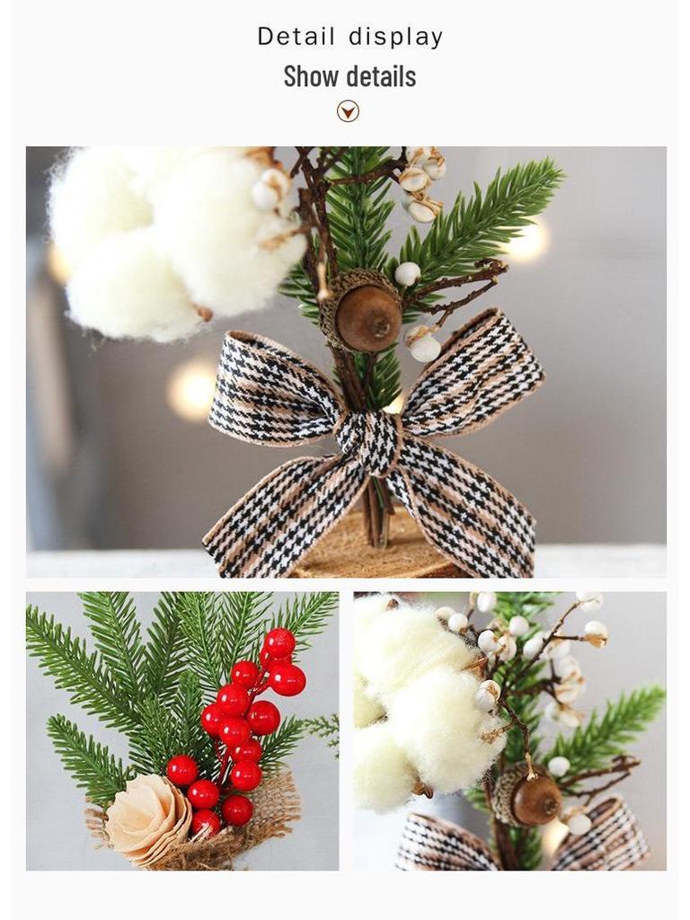 25CM Mini Christmas Tree Ornament for Tabletop or Window Display - Festive Potted Decoration