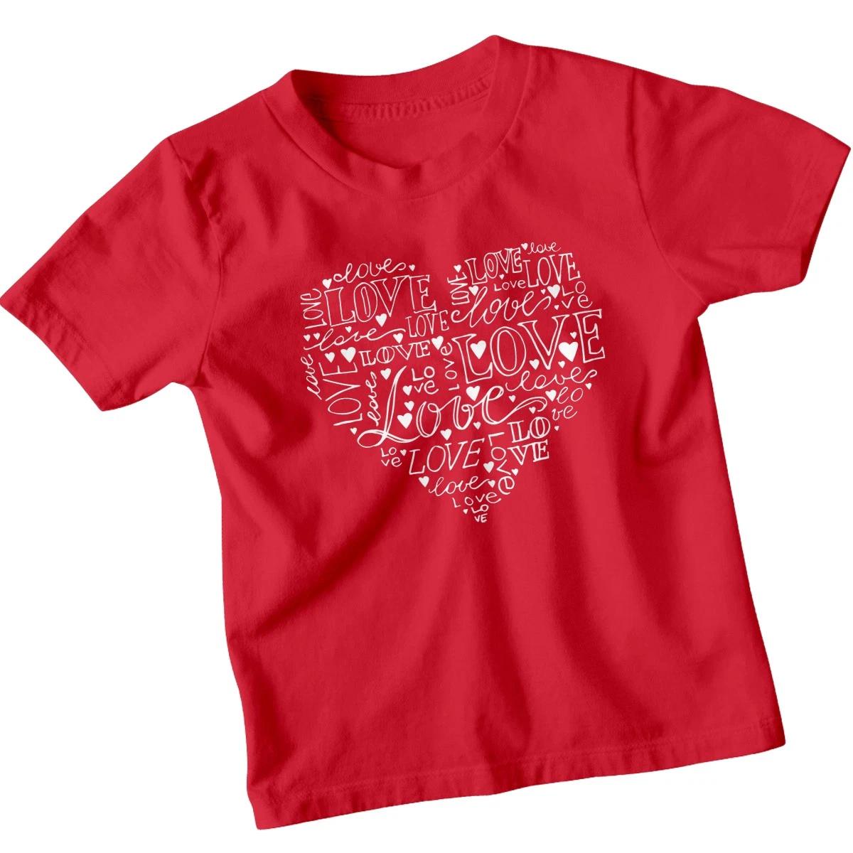 Love Heart Design Childrens Kids T-Shirt Boys Girls Love Theme Art 150