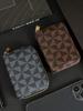 Stylish Checkered Pattern Card Holder - Vintage Zipper Small Wallet - Portable Lightweight Card Case for Men and Women