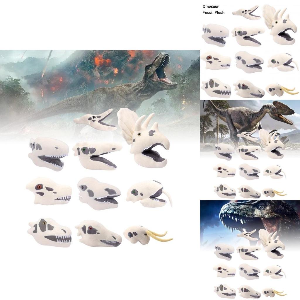 Plyšová lebka Triceratopse Fuzzy Fossils Útulný polštářek ve tvaru hlavy dinosaura Pro děti a sběratele