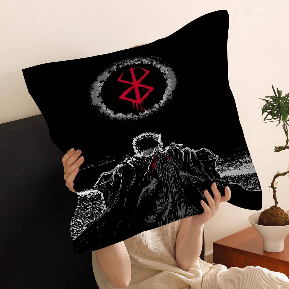 Anime B-Berserk Guts And Griffith Cushion Cover Inches Farmhouse Decor Home Throw Pillow Covers For Couch Decorations