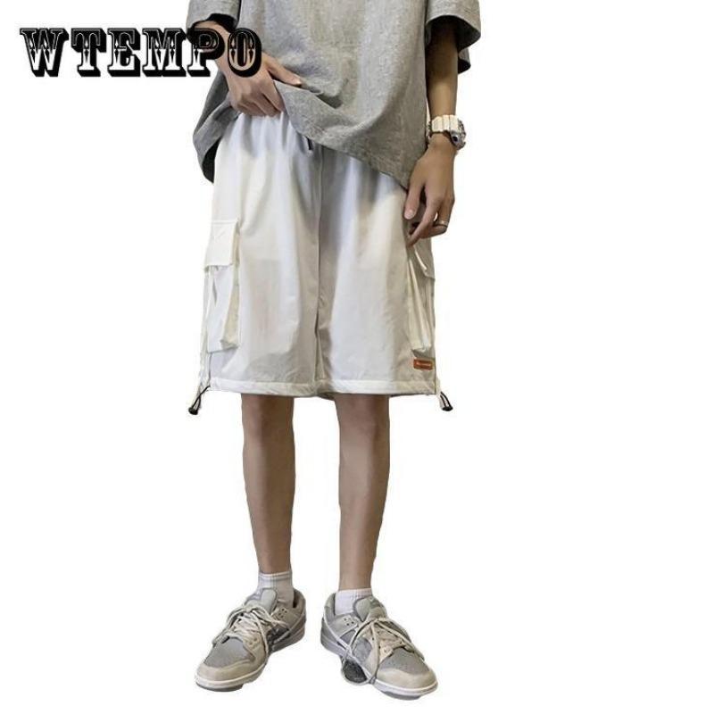 

Спецодежда, шорты, мужские летние прямые брюки с пятью точками, студенческие универсальные свободные широкие брюки с завязками S белый