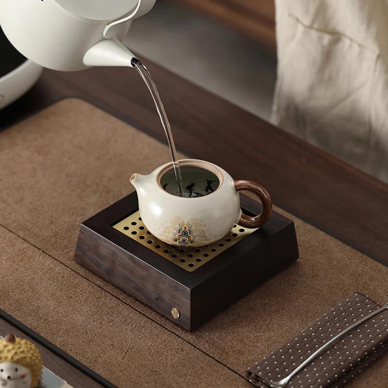 Shangyanfang Ru Kiln Kung Fu Tea Set with One Teapot and Two Cups, Home Brewing Teapot and Tea Cups, Premium Gift Box, Gift Souvenir