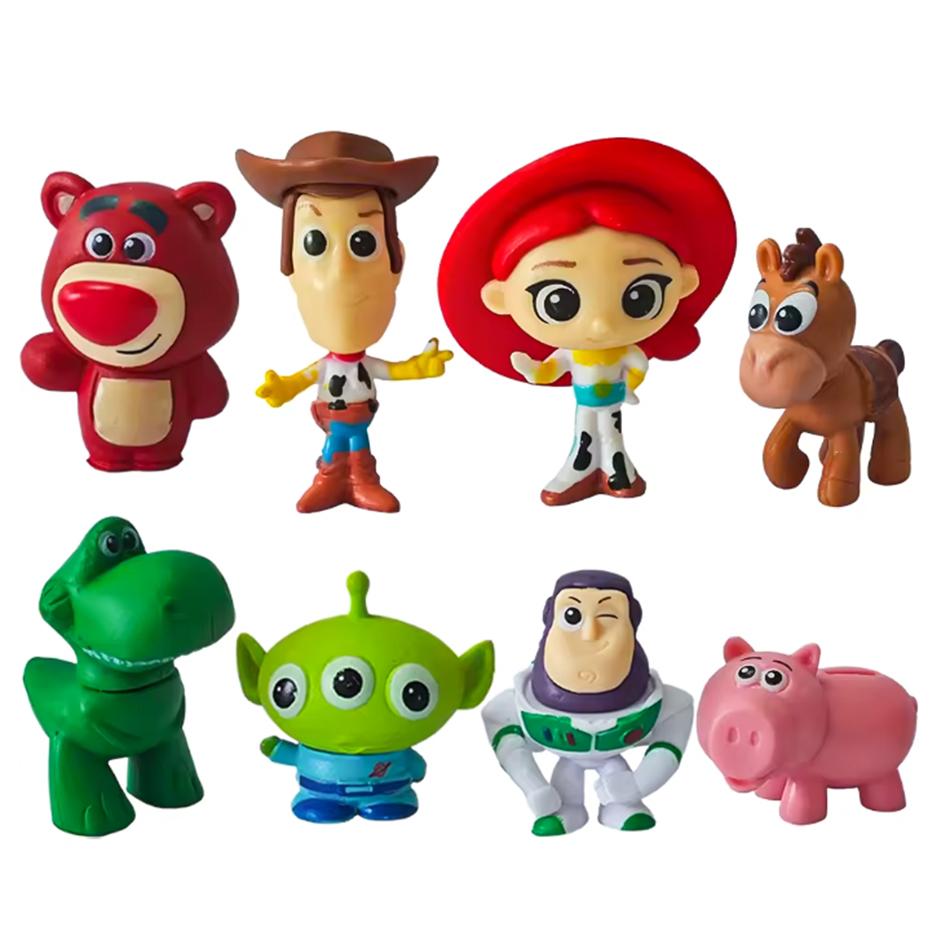 8Pcs Toy Story 4 Characters Woody Buzz Lightyear Q Version Action Doll Children Toy Mini Figurine Birthday Anime Decoration Gift
