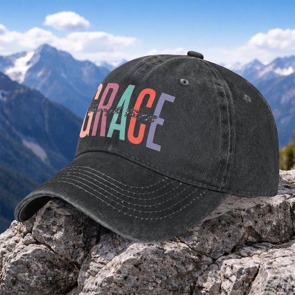 Grace Printed Vintage Baseball Cap Washed Duckbill Street Hiphop Hat For Outdoor Sports Leisure Vacation
