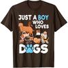 Just A Boy Who Loves Dogs Funny Dog Lover Boys Kids T-Shirt
