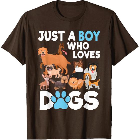 Just A Boy Who Loves Dogs Funny Dog Lover Boys Kids T-Shirt