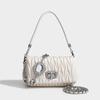 Leather Armpit Bag, New Korean Style Fashionable Crossbody Women's Bag, High-end Rhinestone Small Square Bag, Chain Bag, Pleated Bag